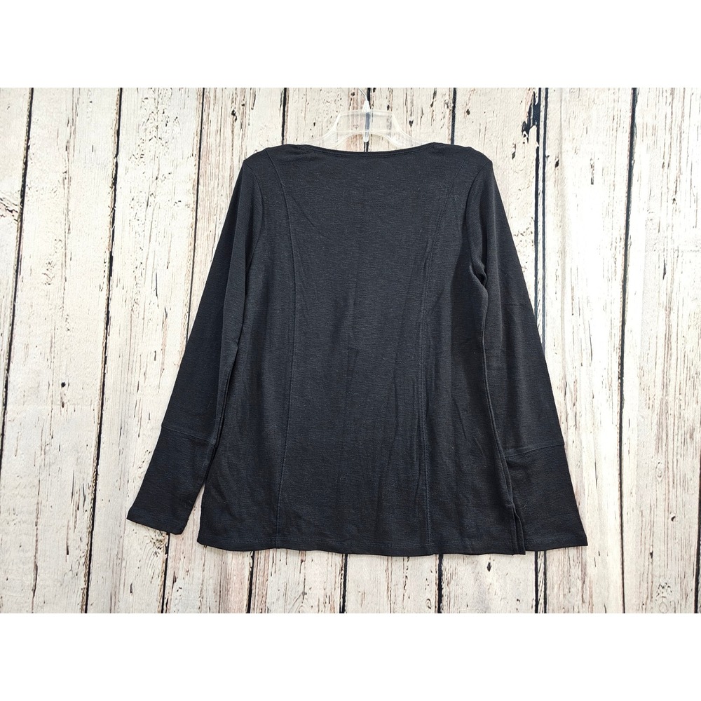 Ruff Hewn Henley Top Womens Size Medium Midnight Black 100% Cotton Long Sleeve - Picture 4 of 6